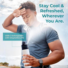 Load image into Gallery viewer, Extreme MIST - GoMist Misting & Drinking Bottle - Personal Mister - Cooling Water Bottle w/Easy-Drink Spout - Stainless-Steel Double Wall Insulated - Portable Mist Bottle - Midnight Black, 25oz/750ml