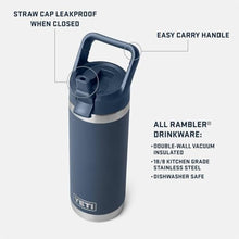 Load image into Gallery viewer, YETI Rambler 18 oz Bottle, Vacuum Insulated, Stainless Steel with Straw Cap, Seafoam