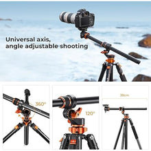 Load image into Gallery viewer, K&F Concept 90 inch/230cm Ultra High Camera Tripod,Horizontal Overhead Shooting Travel Tripods with Metal Ball Head 10KG Load Capacity,Detachable Monopod, for Indoor and Outdoor Use T254A7+BH-28L