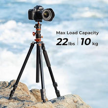 Load image into Gallery viewer, K&F Concept 90 inch/230cm Ultra High Camera Tripod,Horizontal Overhead Shooting Travel Tripods with Metal Ball Head 10KG Load Capacity,Detachable Monopod, for Indoor and Outdoor Use T254A7+BH-28L