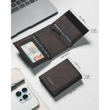 Load image into Gallery viewer, VULKIT Minimalist Leather Rfid Blocking Trifold Wallet Slim Credit Card Holder with 3 ID windows & Zipper Pocket for Men (Brown)