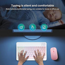 Load image into Gallery viewer, Bluetooth Keyboard and Mouse Combo for iPad - Rechargeable Wireless Keyboard & Mouse with 7-Color Backlit Compatible with iPad 9th/8th Gen, iPad Pro/Air/Mini, iPhone14/13/12 Pro,(10 inch Pink)