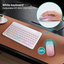 Load image into Gallery viewer, Bluetooth Keyboard and Mouse Combo for iPad - Rechargeable Wireless Keyboard & Mouse with 7-Color Backlit Compatible with iPad 9th/8th Gen, iPad Pro/Air/Mini, iPhone14/13/12 Pro,(10 inch Pink)