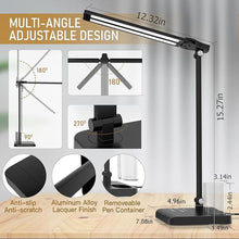 Load image into Gallery viewer, Dimmable LED Desk Lamp with USB Charging Port, 50 Lighting Modes Dual Swing Arm Architect Table Lamp Light Desk Lamp for Home Office Dorm Piano Nail