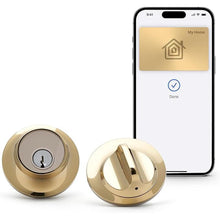 Load image into Gallery viewer, Level Lock+ Deadbolt Smart Lock - World's Smallest Smart Lock plus Apple Home Key - Level App for iOS & Android - Works with Apple Home (Polished Brass)