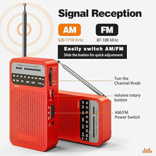 Load image into Gallery viewer, Portable Radio AM FM with Long Range Reception, Goodes Transistor Radio with Loud Speaker, 2AA Battery Operated, Headphone Jack for Indoor, Outdoor and Emergency Use-Red