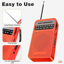 Load image into Gallery viewer, Portable Radio AM FM with Long Range Reception, Goodes Transistor Radio with Loud Speaker, 2AA Battery Operated, Headphone Jack for Indoor, Outdoor and Emergency Use-Red