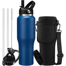 Load image into Gallery viewer, 32 oz Water Bottles with Straw & Spout Lid - Keep Cold 48h & Hot 24h Vacuum Slim Metal Insulated Flask Fits in The Car, Bike, Treadmill, Stroller, Golf Cart Cup Holder, Travel Coffee Mug