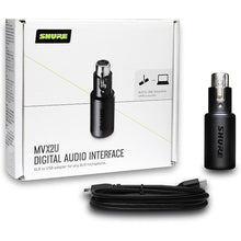 Load image into Gallery viewer, Shure MVX2U XLR-to-USB Digital Interface with Headphone Jack, Integrated Pre-amp with 60dB Gain Control, Zero-Latency Monitoring, 48V Phantom Power, ShurePlus Desktop App, 1m USB-C Cable