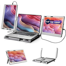Load image into Gallery viewer, Triple Monitor for Laptop, 14'' 1080P Portable Laptop Screen Extender, 360 Rotating Monitor Desk Workstation with Multiple Laptop Stand for MacBook Windows Surface PS Switch