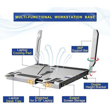 Load image into Gallery viewer, Triple Monitor for Laptop, 14'' 1080P Portable Laptop Screen Extender, 360 Rotating Monitor Desk Workstation with Multiple Laptop Stand for MacBook Windows Surface PS Switch