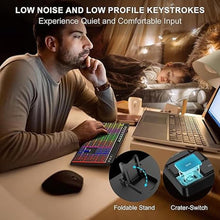 Load image into Gallery viewer, Computer Keyboard Wired,7-Color Rainbow LED Backlit, Quiet Light Up Keyboard with Multimedia Keys,Low Profile Chiclet Keys,Large Number Pad,Spill-Resistant, Anti-Wear Letters for Windows Mac PC Laptop