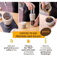 Load image into Gallery viewer, Portable Coffee & Tea Maker - Thermal Coffee & Tea Infuser, French Press, Single Serve Coffee Maker, BPA Free - Home & Kitchen Accessories & Utensils - 12 fl oz, Gray