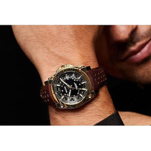 Load image into Gallery viewer, Bulova Men's Icon High Precisionist Quartz Gold Tone Stainless Steel Case 3-Hand Watch, Leather Brown Strap, Black Dial Style:97B216