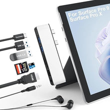 Load image into Gallery viewer, Surface Pro 9/Pro 11 Hub Docking Station, 7 in 1 Triple Display Surface Pro 9 Accessories with 4K HDMI +8K Video Display USB-C Thunerbolt 4 (40G Data+100W Charge), 3.5mm Audio for Surface Pro 9/10/11