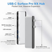 Load image into Gallery viewer, Surface Pro 9/Pro 11 Hub Docking Station, 7 in 1 Triple Display Surface Pro 9 Accessories with 4K HDMI +8K Video Display USB-C Thunerbolt 4 (40G Data+100W Charge), 3.5mm Audio for Surface Pro 9/10/11