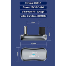 Load image into Gallery viewer, AreMe 180 USB C Adapter (2 Pack), 180 Degree Angle USB-C Male to Female 20Gbps PD 140W Adapter for Steam Deck, Switch, Laptop, Tablet, Phone and More Type C Devices
