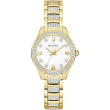 Load image into Gallery viewer, Bulova Crystal Mother-of-Pearl Dial and Gold-Tone Bracelet Watch | 28.5mm | 98L306
