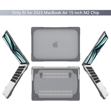 Load image into Gallery viewer, Batianda for M3 MacBook Air 15 inch Case 2024 A3114 A2941 (M2) 2023,Heavy Duty Shockproof Protective Hard Shell with Fold Kickstand & Keyboard Cover Screen Protector for Enhanced Durability, Grey