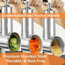 Load image into Gallery viewer, Large Stainless Steel Slicer Shredder Attachment for KitchenAid Mixers, Dishwasher Safe Salad Maker, Cheese Grater Accessories with 3 Blades & 1 Knob Thumb Screw