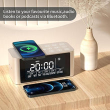 Load image into Gallery viewer, Bluetooth Speaker with Digital Alarm Clock, Wireless Charger, FM Clock Radio,Super Loudspeaker,Dimmable LED Display for Bedroom,Home, Adaptor