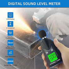 Load image into Gallery viewer, Handheld Decibel Meter, Digital Sound Level Meter 30-130dBA SPL Decibel Monitoring Tester Sound Meter Noise Decibel Reader with Max/Min Hold Data Sensor LCD Backlight Display for Home Factory