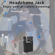 Load image into Gallery viewer, Wenpzeray Y-706 Portable Pocket Radio AM FM SW Band Receiver Battery Operated Transistor with Good Loud Sound Small Speaker Support USB/TF Card Play Headphone Jack for Indoor Outdoor Emergency (Black)