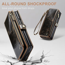 Load image into Gallery viewer, Defencase Wallet Case Compatible with Samsung Galaxy Z Fold 5 with RFID Blocking Card Holder & S Pen Holder Slot PU Leather Magnetic Snap Flip Zipper Strap Phone Case Fit for Galaxy Z Fold 5, Coffee