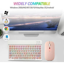 Load image into Gallery viewer, Bluetooth Keyboard and Mouse Combo for iPad - Rechargeable Wireless Keyboard & Mouse with 7-Color Backlit Compatible with iPad 9th/8th Gen, iPad Pro/Air/Mini, iPhone14/13/12 Pro, Round Keys Pink