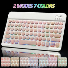Load image into Gallery viewer, Bluetooth Keyboard and Mouse Combo for iPad - Rechargeable Wireless Keyboard & Mouse with 7-Color Backlit Compatible with iPad 9th/8th Gen, iPad Pro/Air/Mini, iPhone14/13/12 Pro, Round Keys Pink