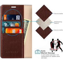 Load image into Gallery viewer, Belemay Compatible with iPhone 15 Pro Case Wallet-Genuine Leather-RFID Blocking Card Holders-Shockproof TPU Shell-Kickstand-Durable Flip Cover-Book Folding Phone Case Women Men (6.1-inch) Brown