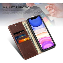 Load image into Gallery viewer, Belemay Compatible with iPhone 15 Pro Case Wallet-Genuine Leather-RFID Blocking Card Holders-Shockproof TPU Shell-Kickstand-Durable Flip Cover-Book Folding Phone Case Women Men (6.1-inch) Brown
