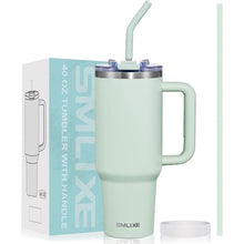 Load image into Gallery viewer, 40 oz Tumbler with Handle and Straw Lid,Insulated Reusable Stainless Steel Water Bottle Travel Mug?Cupholder Friendly Double Wall Vacuum Sealed Cup (Light Green)