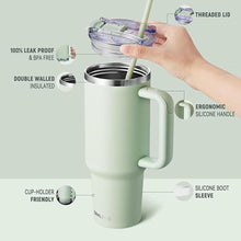 Load image into Gallery viewer, 40 oz Tumbler with Handle and Straw Lid,Insulated Reusable Stainless Steel Water Bottle Travel Mug?Cupholder Friendly Double Wall Vacuum Sealed Cup (Light Green)