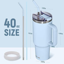 Load image into Gallery viewer, 40 oz Tumbler with Handle and Straw Lid,Insulated Reusable Stainless Steel Water Bottle Travel Mug?Cupholder Friendly Double Wall Vacuum Sealed Cup (Sky Blue)