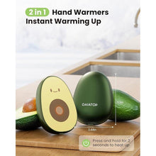 Load image into Gallery viewer, Gaiatop Hand Warmers Rechargeable 2 Pack, Magnetic 3 Settings Fast Heating Avocados Shape, Electric Portable Pocket Heater, Reusable Hot Hands Gifts for Women Men Outdoor Camping Hunting Golf