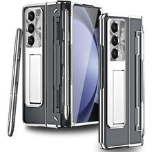 Load image into Gallery viewer, Designed for Samsung Galaxy Z Fold 5 Case with S Pen & S Pen Holder, Portable Kickstand & Front Screen Protector Transparent Fold 5 Case Luxury Clear Case for Galaxy Z Fold 5 (2023), Silver