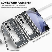 Load image into Gallery viewer, Designed for Samsung Galaxy Z Fold 5 Case with S Pen & S Pen Holder, Portable Kickstand & Front Screen Protector Transparent Fold 5 Case Luxury Clear Case for Galaxy Z Fold 5 (2023), Silver