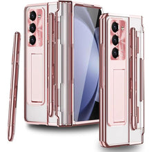 Load image into Gallery viewer, Designed for Samsung Galaxy Z Fold 5 Case with S Pen & S Pen Holder, Portable Kickstand & Front Screen Protector Transparent Fold 5 Case Luxury Clear Case for Galaxy Z Fold 5 (2023), Rose Gold
