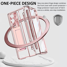 Load image into Gallery viewer, Designed for Samsung Galaxy Z Fold 5 Case with S Pen & S Pen Holder, Portable Kickstand & Front Screen Protector Transparent Fold 5 Case Luxury Clear Case for Galaxy Z Fold 5 (2023), Rose Gold