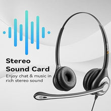 Load image into Gallery viewer, USB Headset with Microphone for PC, Computer Laptop Headset with Call Answer Button for MS Teams & IP Phones, Lightweight Design & Memory Foam Cushions for All-Day Comfort (Black)