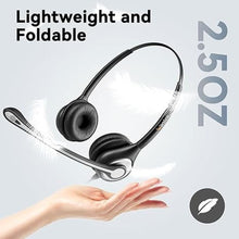 Load image into Gallery viewer, USB Headset with Microphone for PC, Computer Laptop Headset with Call Answer Button for MS Teams & IP Phones, Lightweight Design & Memory Foam Cushions for All-Day Comfort (Black)