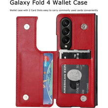 Load image into Gallery viewer, NINKI for Samsung Galaxy Z Fold 4 Case with S Pen Holder,Phone Case for Z Fold 4 Card Holder Shockproof Kickstand Flip Folio Plain Matte Leather with Wallet Case for Samsung Galaxy Z Fold 4 Red