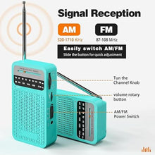 Load image into Gallery viewer, Portable Radio AM FM with Best Reception, Goodes Transistor Radio with Loud Speaker, 2AA Battery Operated, Headphone Jack for Indoor, Outdoor and Emergency Use-Green