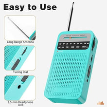 Load image into Gallery viewer, Portable Radio AM FM with Best Reception, Goodes Transistor Radio with Loud Speaker, 2AA Battery Operated, Headphone Jack for Indoor, Outdoor and Emergency Use-Green