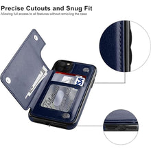 Load image into Gallery viewer, LETO for iPhone 15 Pro Wallet Case - Flip Folio Leather Kickstand - Fashionable Designs - Credit Card Holder - Protective Phone Cover for Women and Girls - 6.1" - Navy Blue