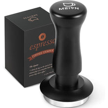 Load image into Gallery viewer, MEION Espresso Tamper 49mm Coffee Tamper, Calibrated Dual Spring Loaded Barista Tamper with Stainless Steel Base, Comes with aluminum storage pad (49MM, Black)