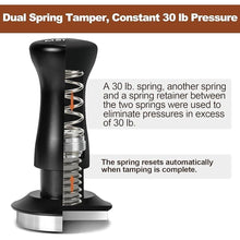Load image into Gallery viewer, MEION Espresso Tamper 49mm Coffee Tamper, Calibrated Dual Spring Loaded Barista Tamper with Stainless Steel Base, Comes with aluminum storage pad (49MM, Black)