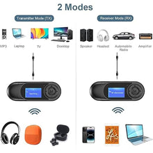 Load image into Gallery viewer, Bluetooth Receiver Transmitter, 2 in 1 Aux Bluetooth Adapter for Car, Bluetooth Car Adapter, Audio Receiver for Laptop, Radio, Headphones, Speakers, TV
