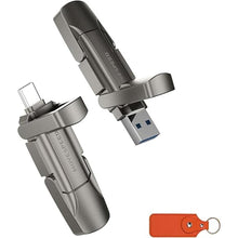 Load image into Gallery viewer, MOVE SPEED 128GB Thumb Drive, 1000MB/s Read Write Speed, USB 3.2 Gen2+Type C Dual Interface SSD Drive with Leather Case Memory Stick for iPhone 15, 16 Series/MacBook/Android/Audio etc(1 Pack)